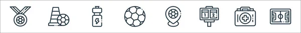Soccer Line Icons Linear Set Quality Vector Line Set Soccer — Stock Vector
