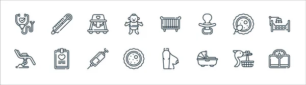 Iconos Línea Maternidad Conjunto Lineal Conjunto Línea Vectorial Calidad Como — Vector de stock