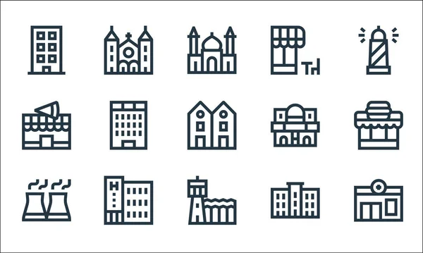 Іконки Міського Будівництва Лінійний Набір Якісний Векторний Набір Ліній Такий — стоковий вектор