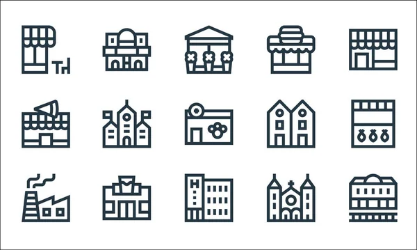 Urban Building Line Icons Linear Set Quality Vector Line Set — Stock Vector