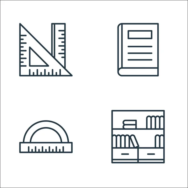 Education Line Icons Linear Set Quality Vector Line Set Bookshelf — Stock Vector