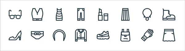 Iconos Línea Moda Conjunto Lineal Conjunto Línea Vectorial Calidad Como — Vector de stock