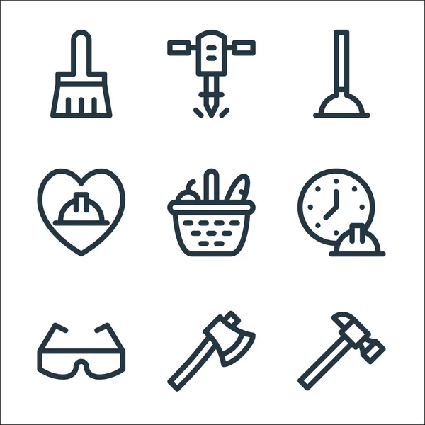 Iconos Línea Del Día Del Trabajo Conjunto Lineal Conjunto Línea — Vector de stock