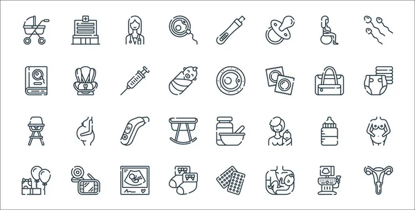 Iconos Línea Maternidad Conjunto Lineal Conjunto Línea Vectores Calidad Como — Vector de stock