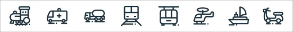 자동차용 아이콘입니다 집합입니다 품질좋은 오토바이 헬리콥터 케이블카 구급차 — 스톡 벡터