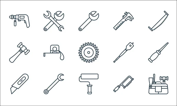 Carpentry Line Icons Linear Set Quality Vector Line Set Kit — Stock Vector