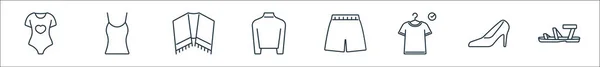 Ropa Iconos Línea Ropa Conjunto Lineal Conjunto Línea Vectorial Calidad — Vector de stock