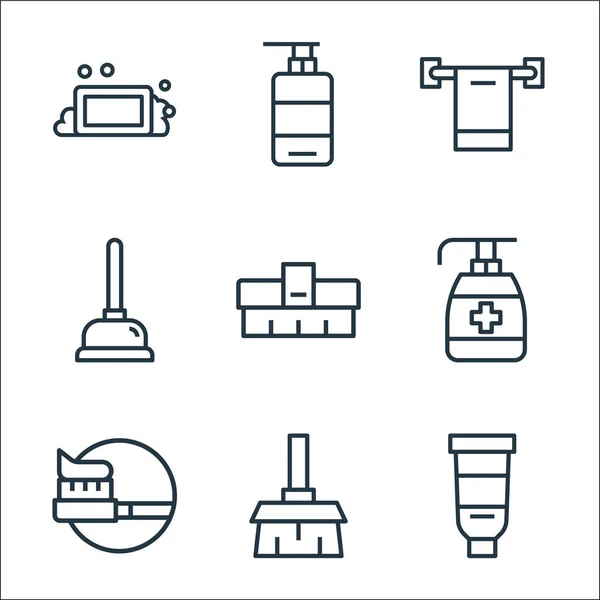 Hygiene Line Icons Linear Set Quality Vector Line Set Toothpaste — Stock Vector