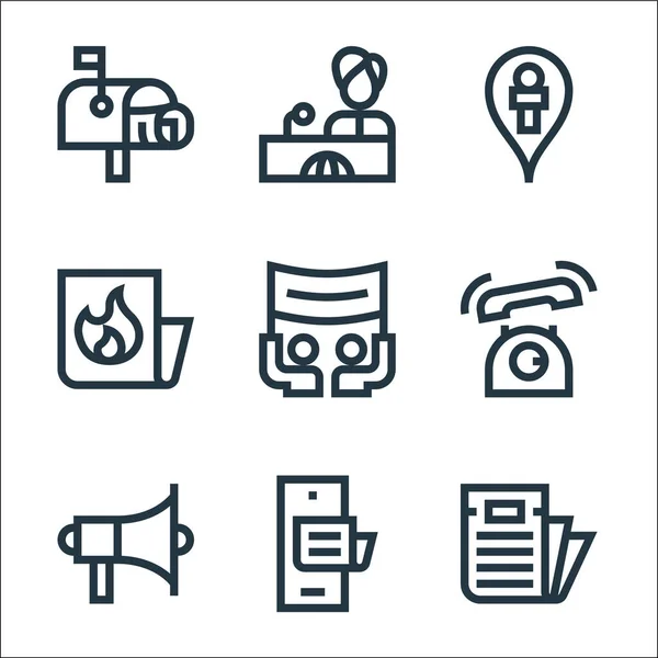 Nachrichtenzeilen Symbole Lineares Set Qualitätsvektorleitungssatz Wie Zeitung Telefon Propaganda Telefon — Stockvektor