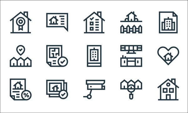 Real Estate Line Icons Linear Set Quality Vector Line Set — Stock Vector