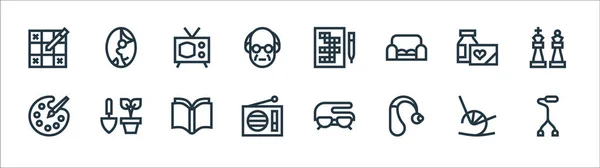 Retirement Home Line Icons Linear Set Quality Vector Line Set — Stock Vector