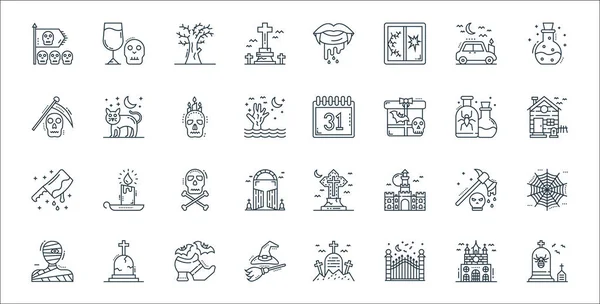 Spooky Halloween Line Icons Linear Set Quality Vector Line Set — Stock Vector
