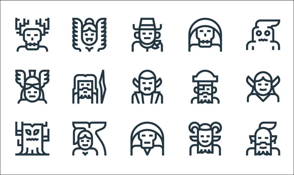 Fantastic Characters Line Icons Линейное Множество Набор Векторных Линий Качества — стоковый вектор