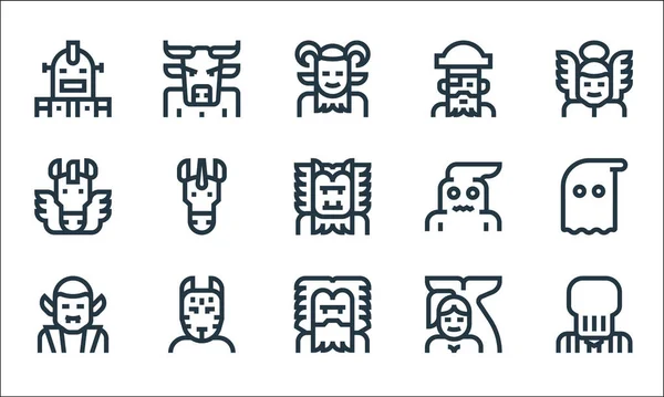 Fantastic Characters Line Icons Линейное Множество Набор Векторных Линий Качества — стоковый вектор