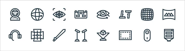 Virtual Reality Line Icons Linear Set Quality Vector Line Set — Stock Vector
