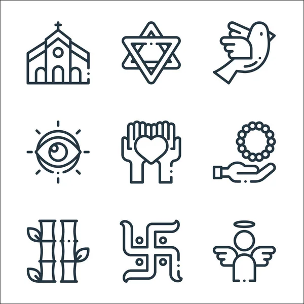 Iconos Línea Espiritual Conjunto Lineal Calidad Vector Línea Conjunto Como — Vector de stock