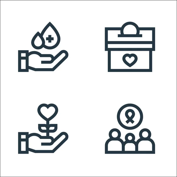 Charity Line Icons Linear Set Quality Vector Line Set Support — Stock Vector