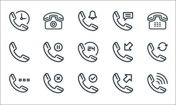 Иконки Телефонной Линии Линейное Множество Набор Векторных Линий Качества Таких — стоковый вектор