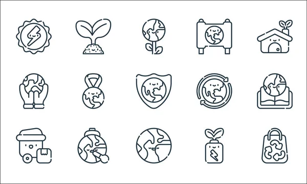 Mother Earth Day Line Icons Linear Set Quality Vector Line — Stock Vector