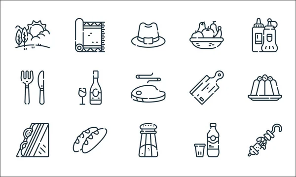 Picnic Line Icons Linear Set Quality Vector Line Set Salt — Stock Vector