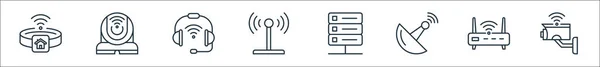 Internet Las Cosas Línea Iconos Conjunto Lineal Conjunto Línea Vectorial — Archivo Imágenes Vectoriales