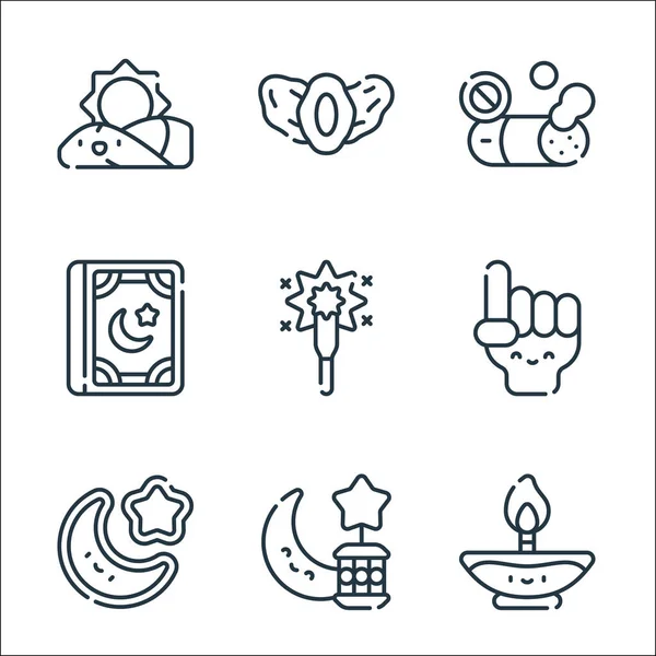 Ramadan Line Icons Linear Set Quality Vector Line Set Candle — Stock Vector