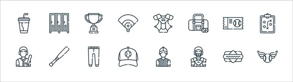 Baseball Line Icons Linear Set Quality Vector Line Set Ball — Stock Vector