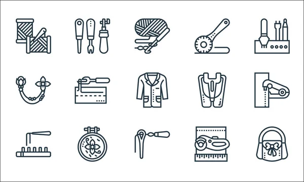 Sewing Equipment Line Icons Linear Set Quality Vector Line Set — Stock Vector