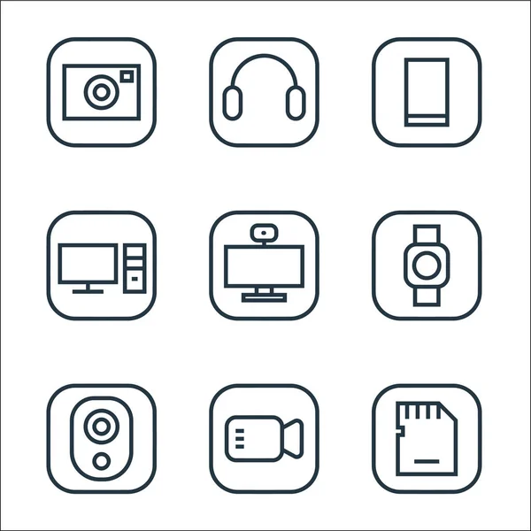 Hardware Gadgets Line Icons Linear Set Quality Vector Line Set — Stock Vector