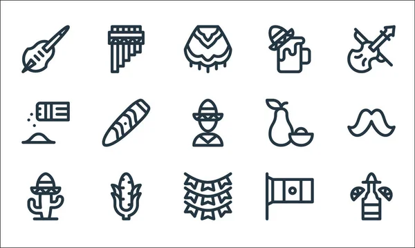 Cinco Mayo Line Symbole Lineares Set Qualitätsvektorlinien Set Wie Tequila — Stockvektor