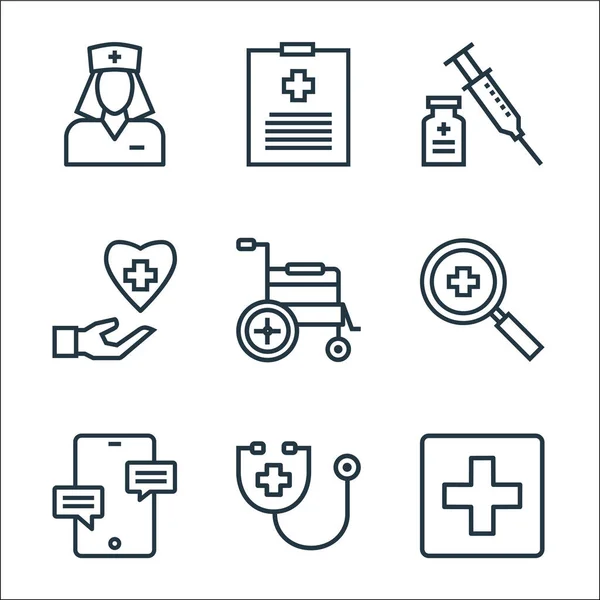 Iconos Línea Hospital Conjunto Lineal Conjunto Línea Vectorial Calidad Como — Archivo Imágenes Vectoriales