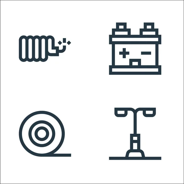 Herramientas Electricistas Iconos Línea Conjunto Lineal Conjunto Línea Vectorial Calidad — Vector de stock