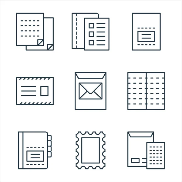 Iconos Línea Papelería Conjunto Lineal Conjunto Línea Vectorial Calidad Como — Vector de stock