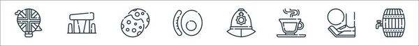 Ікони Лінії Англії Лінійна Множина Якісна Векторна Лінія Встановлена Бочкою — стоковий вектор