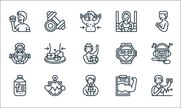Fitness Line Icons Linear Set Quality Vector Line Set Heart — Stock Vector