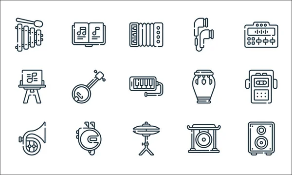 Iconos Línea Música Conjunto Lineal Conjunto Línea Vectorial Calidad Como — Vector de stock