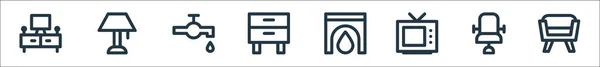 Домашня Меблева Лінія Іконки Лінійний Набір Якісний Векторний Набір Ліній — стоковий вектор