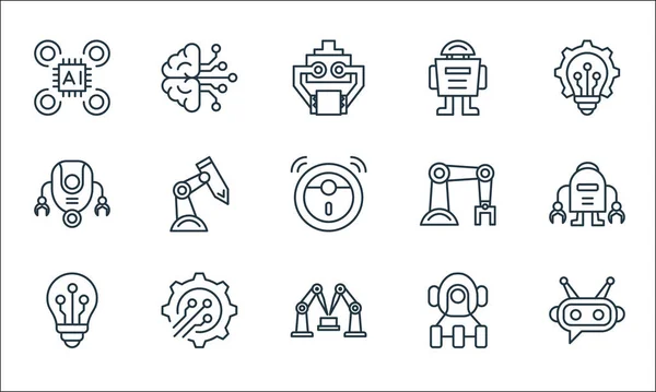 Ikony Robotické Linky Lineární Sada Kvalitní Vektorová Řada Jako Chatbot — Stockový vektor