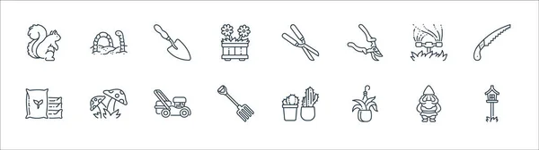 Iconos Línea Jardinería Conjunto Lineal Conjunto Línea Vectorial Calidad Como — Vector de stock