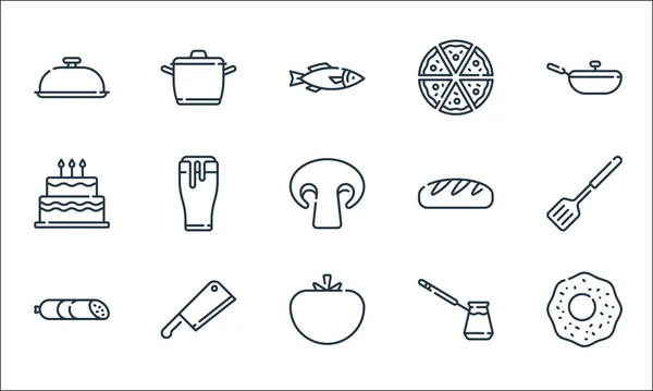 Gastronomy Line Icons Linear Set Quality Vector Line Set Fried — Stock Vector