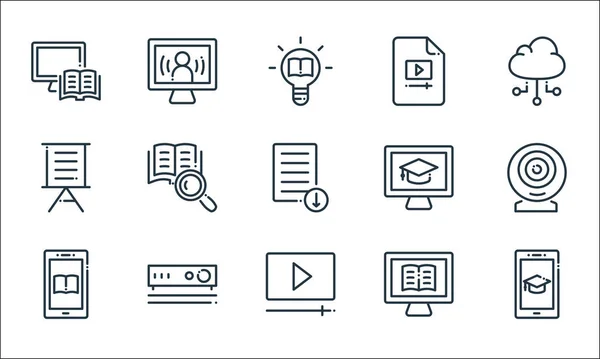 Iconos Línea Aprendizaje Línea Conjunto Lineal Conjunto Línea Vectorial Calidad — Archivo Imágenes Vectoriales