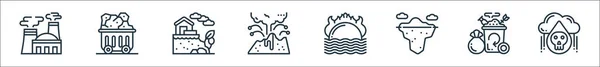Symbole Für Den Klimawandel Lineares Set Qualitätsvektorleitungssatz Wie Saurer Regen — Stockvektor