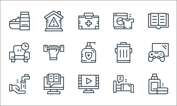 Quarantine Line Icons Linear Set Quality Vector Line Set Detergent — Stock Vector