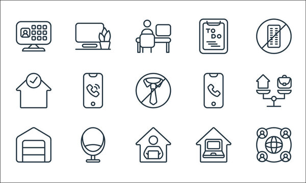 home office line icons. linear set. quality vector line set such as networking, home, garage, home, armchair, phone, to do list, computer