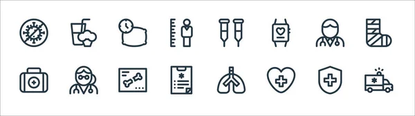 Gesundheits Symbole Lineares Set Qualitätsvektorleitungsset Wie Krankenwagen Gesundheit Ärztliches Gutachten — Stockvektor