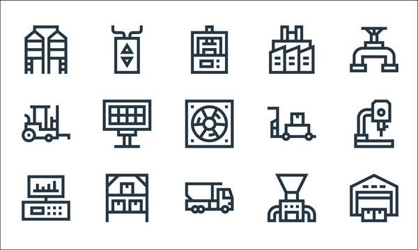 Industrial Process Line Icons Linear Set Quality Vector Line Set — Stock Vector