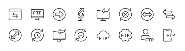 Icônes Ligne Transfert Données Set Linéaire Ensemble Lignes Vectorielles Qualité — Image vectorielle