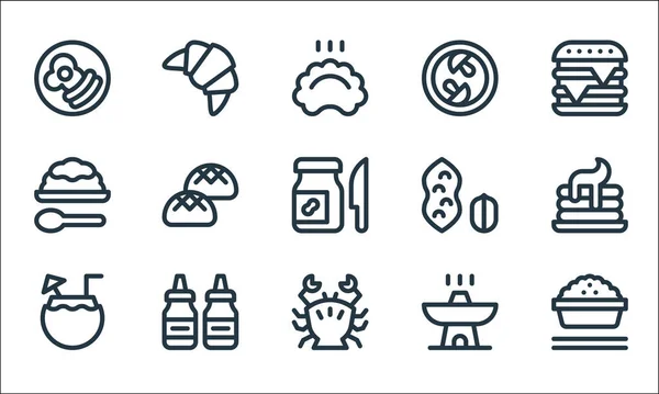 Gastronomy Line Icons Linear Set Quality Vector Line Set Rice — Stock Vector