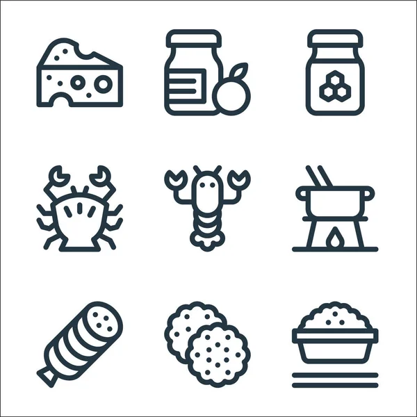 Iconos Línea Gastronomía Conjunto Lineal Conjunto Línea Vectores Calidad Como — Vector de stock