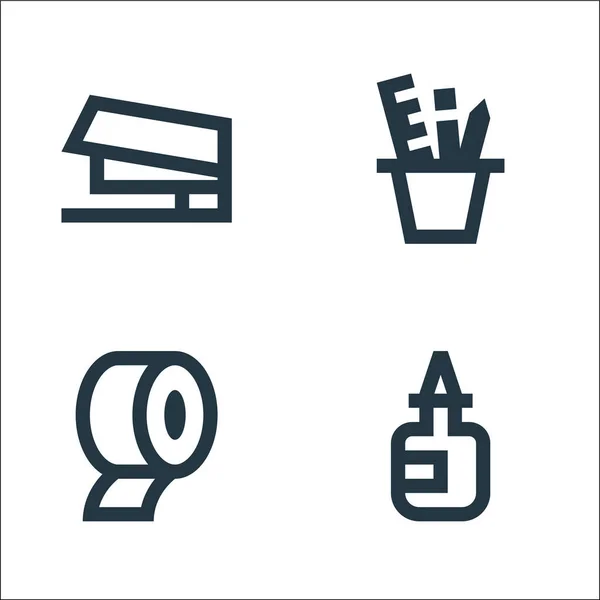 Office Stationery Line Icons Linear Set Quality Vector Line Set — Stock Vector